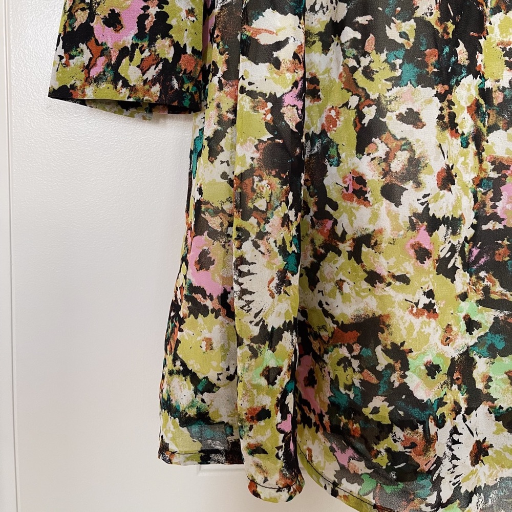 green and black floral print dress